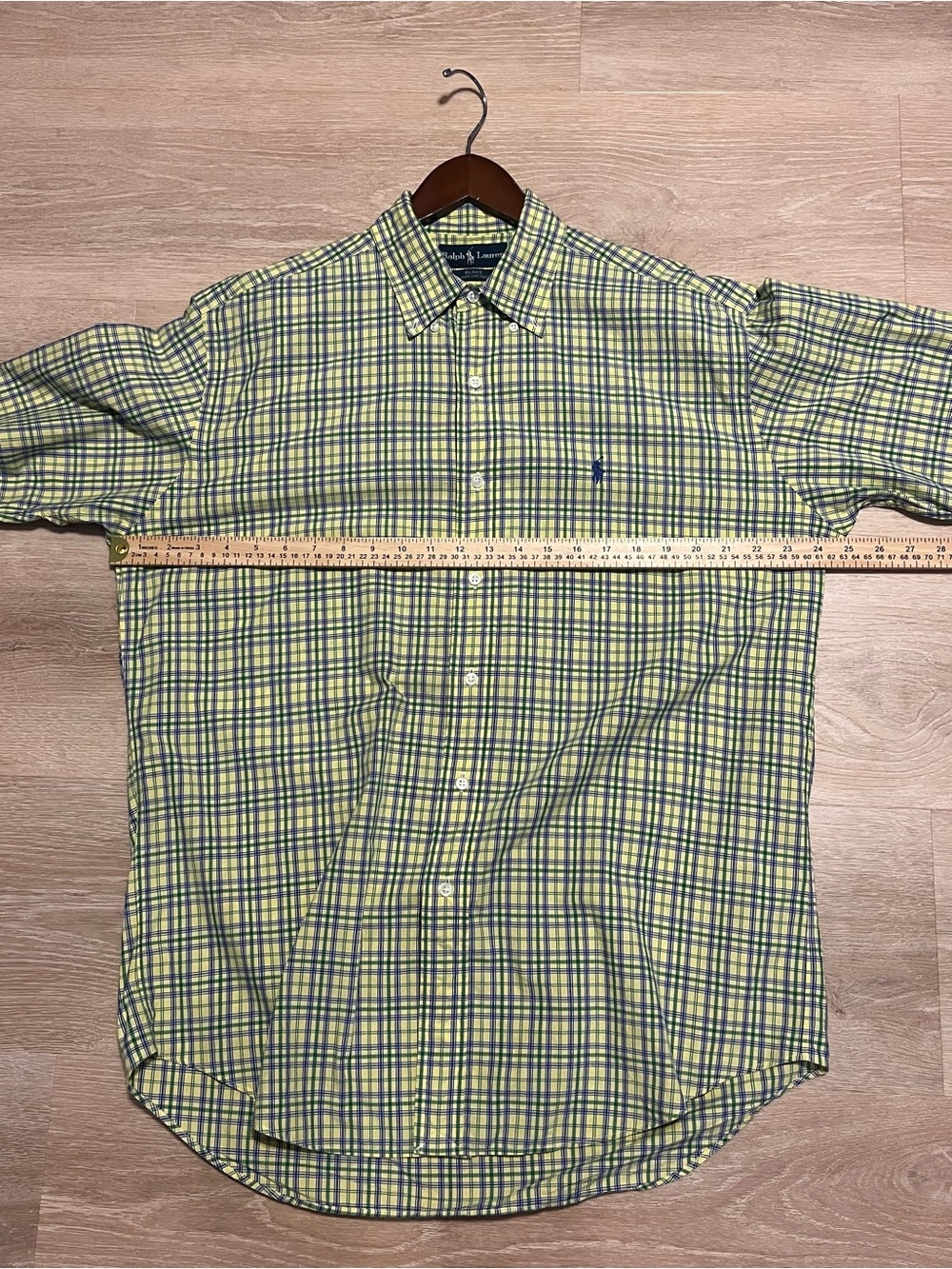 Ralph‎ Lauren Short-Sleeve Plaid Button-Down Shirt - Yellow & Blue Size Medium - Picture 7 of 10